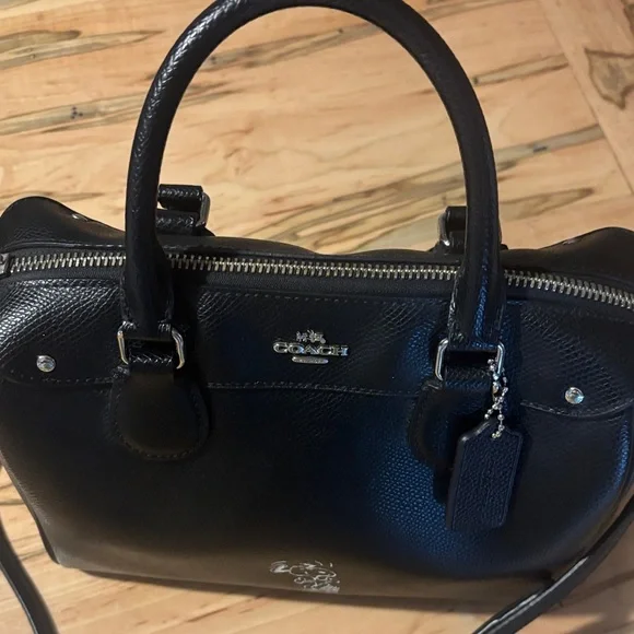 Coach Black Leather Satchel with Snoopy Design - Picture 2 of 7